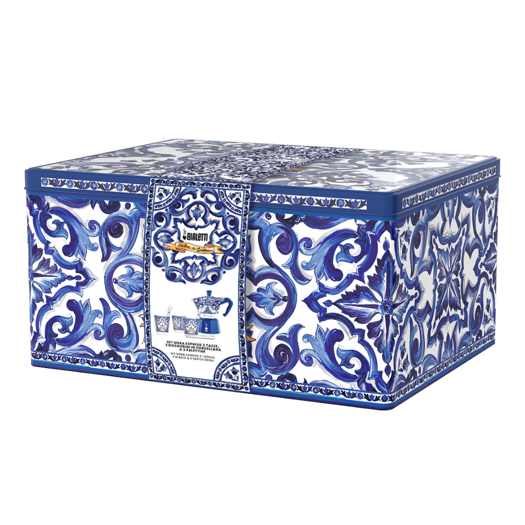Bialetti X Dolce&Gabbana Blue Mediterranean Gift Set (3 cup Moka and Stirrer set)