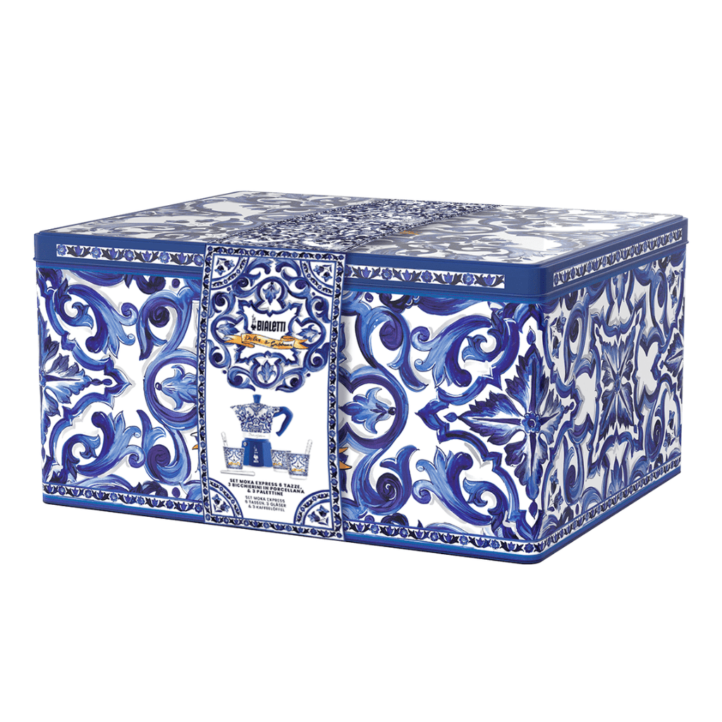 Bialetti X Dolce&Gabbana Blue Mediterranean Gift Set (6 cup Moka and Stirrer set)