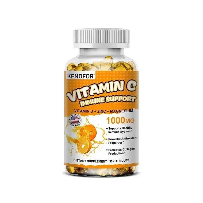 Vitamin C Supplement for Immune Support & Antioxidant Protection, Vegan Friendly, Non-GMO, Gluten Free, 30/60/120 Capsuels