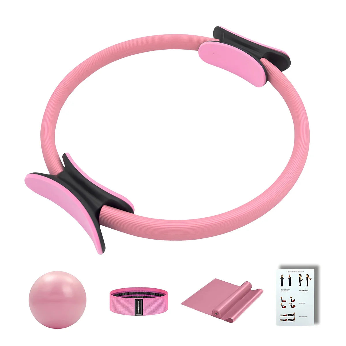 5-piece Pilates Basic Set Fitness Ball Elastic Stretch Belt Back Shaping Muscle Training Fitness Yoga Equipment