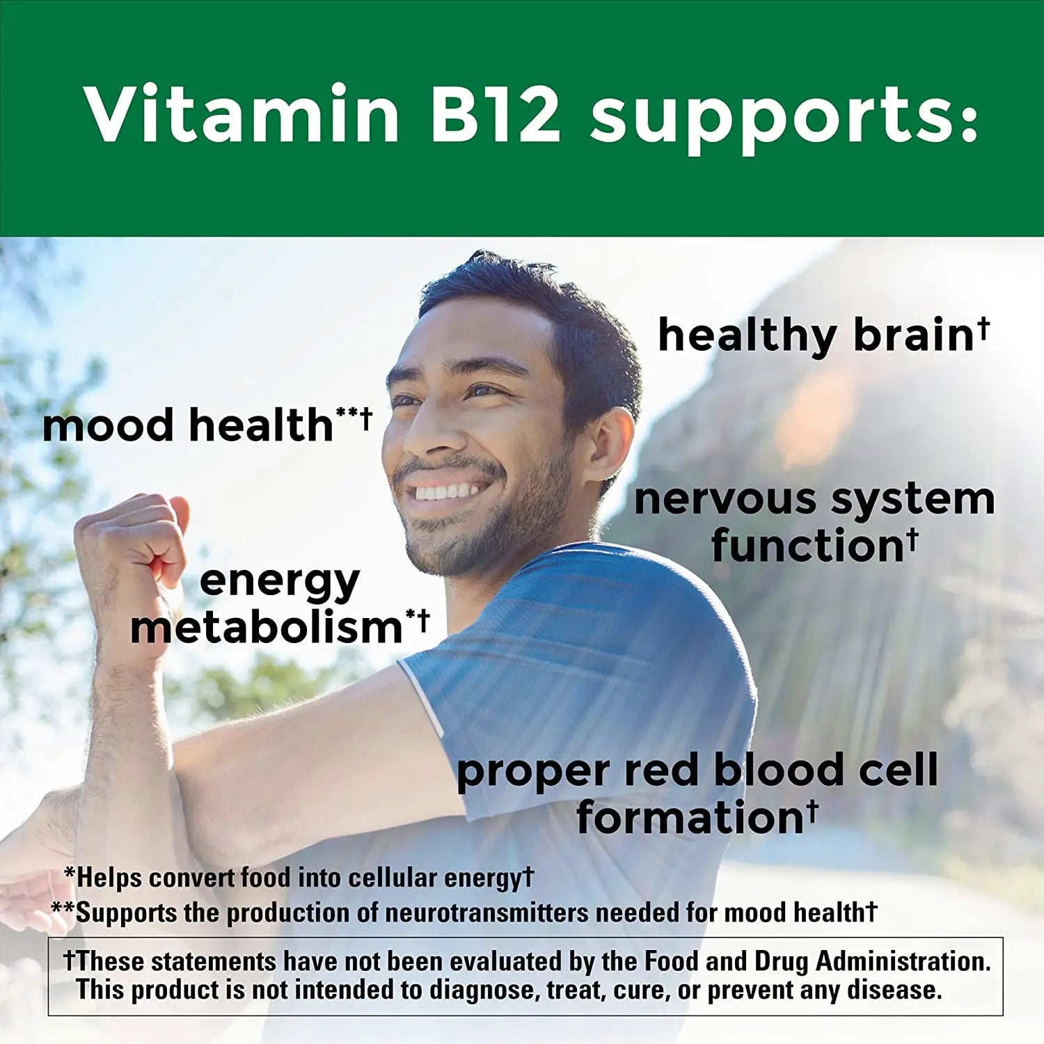 Vitamin B12 - Improve Mood, Improve Brain, Strengthen Nervous System, Increase Energy, Promote Metabolism, Maintain Heart Health