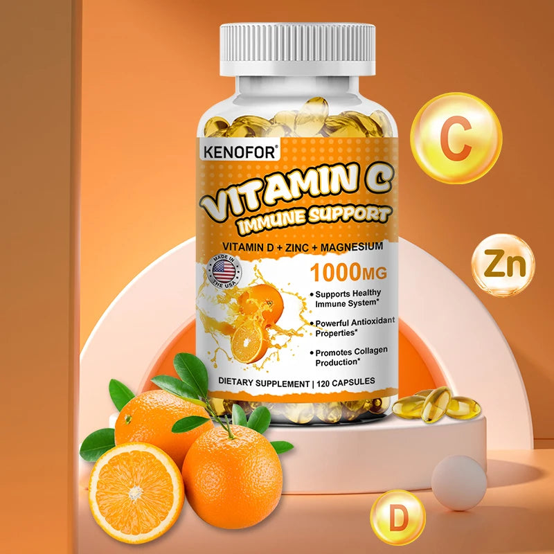 Vitamin C Supplement for Immune Support & Antioxidant Protection, Vegan Friendly, Non-GMO, Gluten Free, 30/60/120 Capsuels