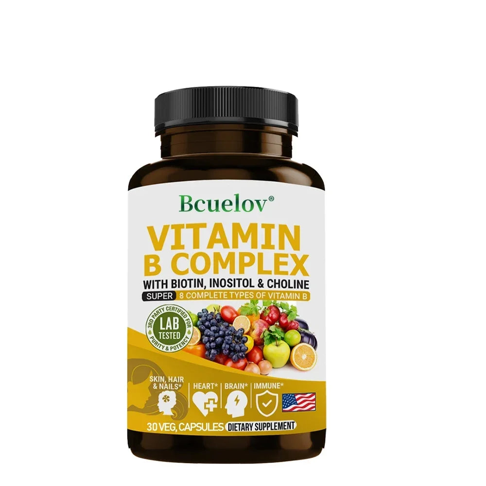 Vitamin B Complex - Boosts Immunity, Promotes Energy Metabolism, Supports Nervous System Health, Non-GMO, 120 Capsules
