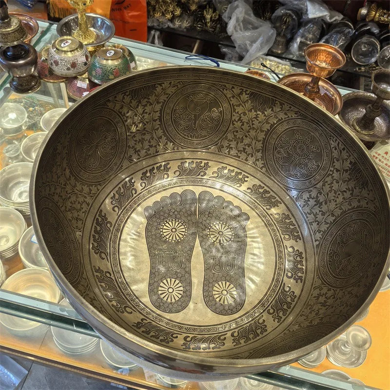 Nepalese Handcrafted Singing Bowls Large Buddha Sound Bowl Ornament Yoga Meditation Sound Therapy Copper Percussion Instruments