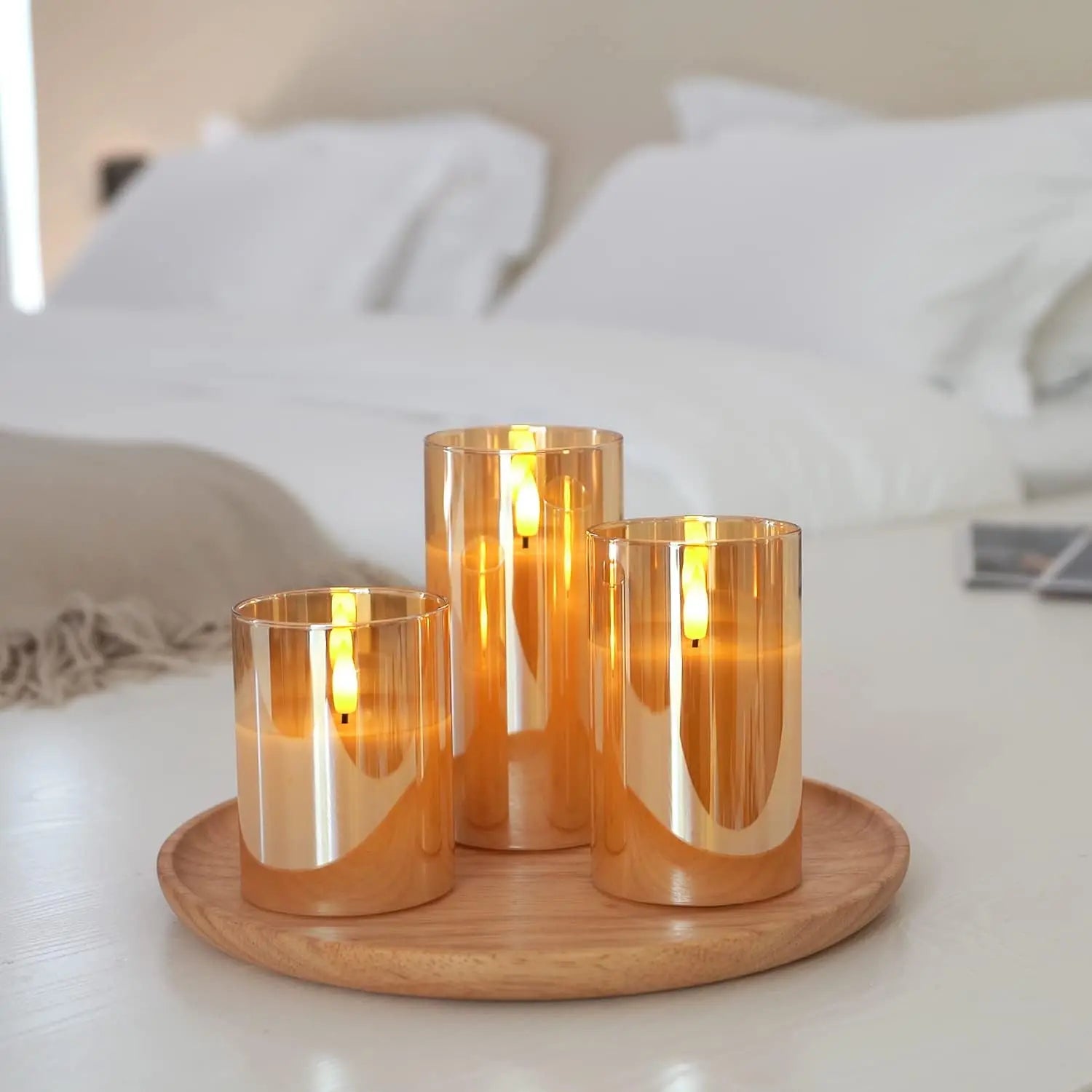Flameless Candles 3D Wick Electric LED Candle Battery Operated with Remote Control for Party Hotel Wedding Birthday Decoration