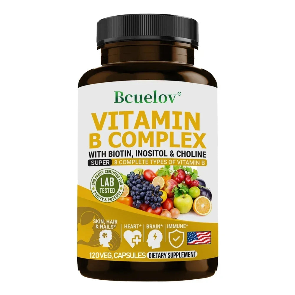 Vitamin B Complex - Boosts Immunity, Promotes Energy Metabolism, Supports Nervous System Health, Non-GMO, 120 Capsules