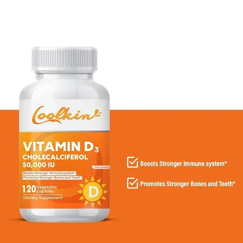 Vitamin D3 50000IU - Promotes Healthy Muscle Health, Strong Bones and Nervous System Health, Immune Support