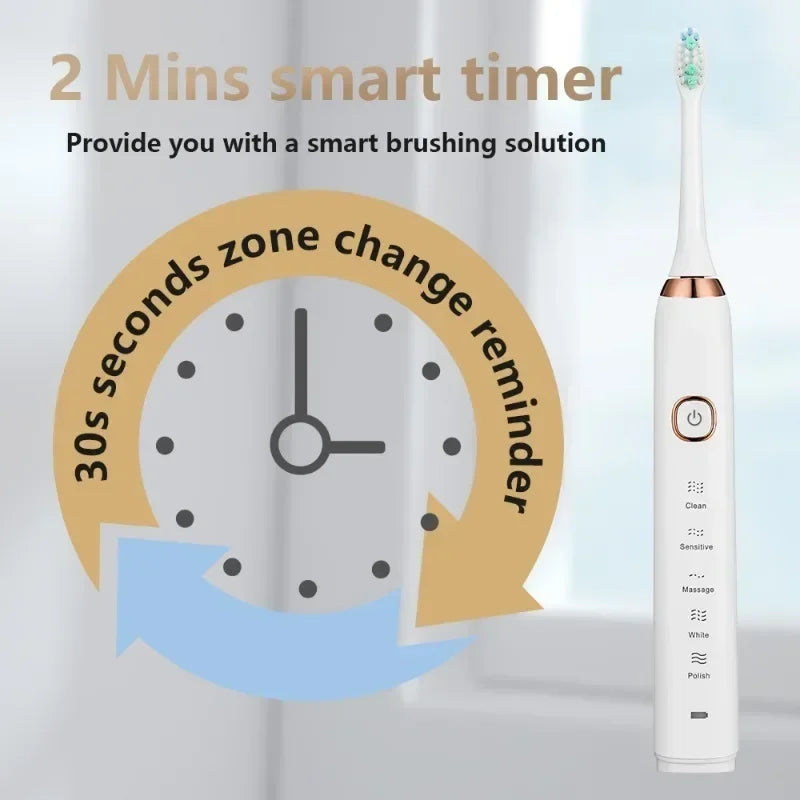 Electric Toothbrush Comes Brush Heads A Rechargeable Portable Electric Whitening Toothbrush with Holder and Travel Case