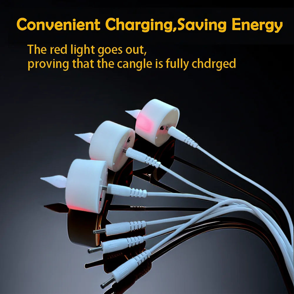 Flameless Flickering LED Candles Light Flameless Candles Rechargeable Candles for Wedding Decor Birthday Party Supplies Warm