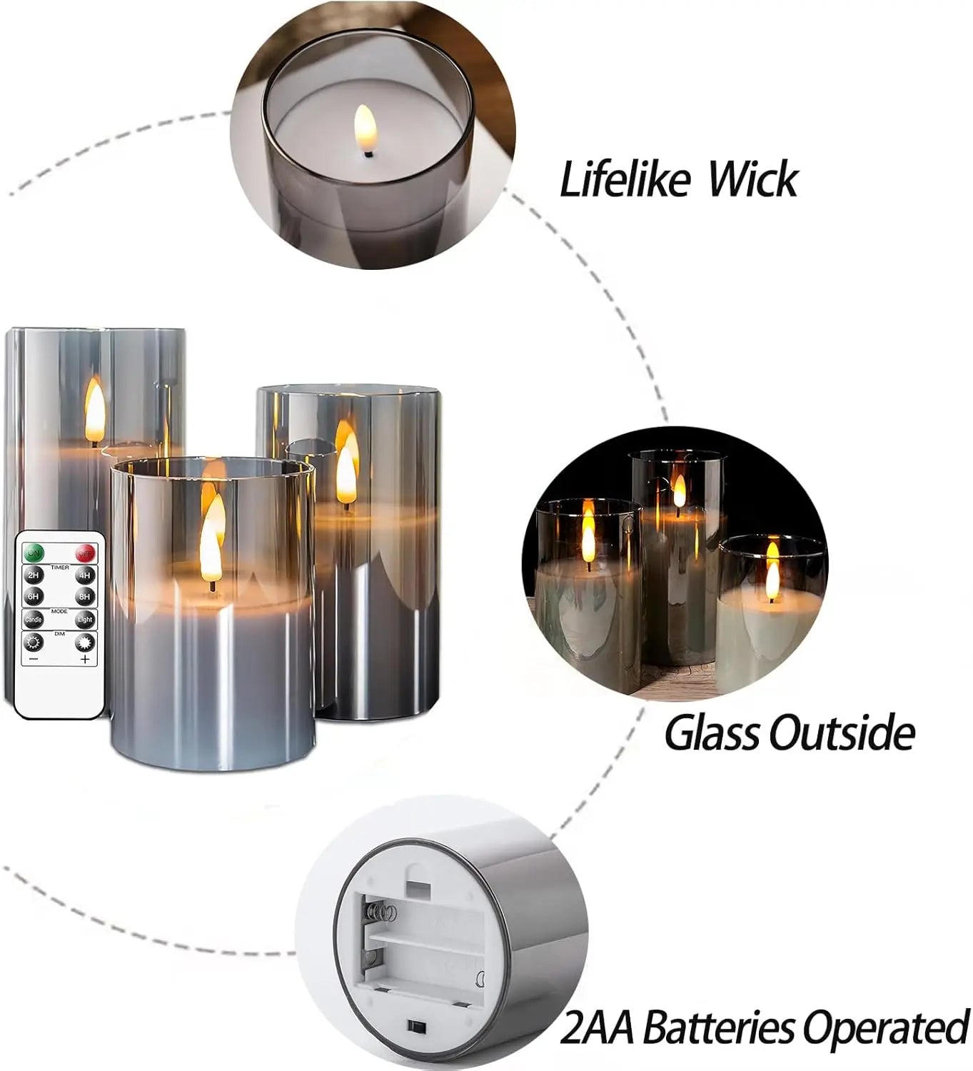 Flameless Candles 3D Wick Electric LED Candle Battery Operated with Remote Control for Party Hotel Wedding Birthday Decoration