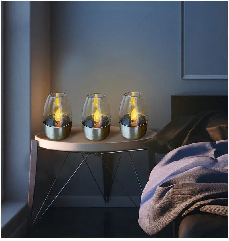 LED Solar Candles Light Flameless Rechargeable Night Light For Wedding Party Garden Decor Outdoor Waterproof Solar Candles Lamp