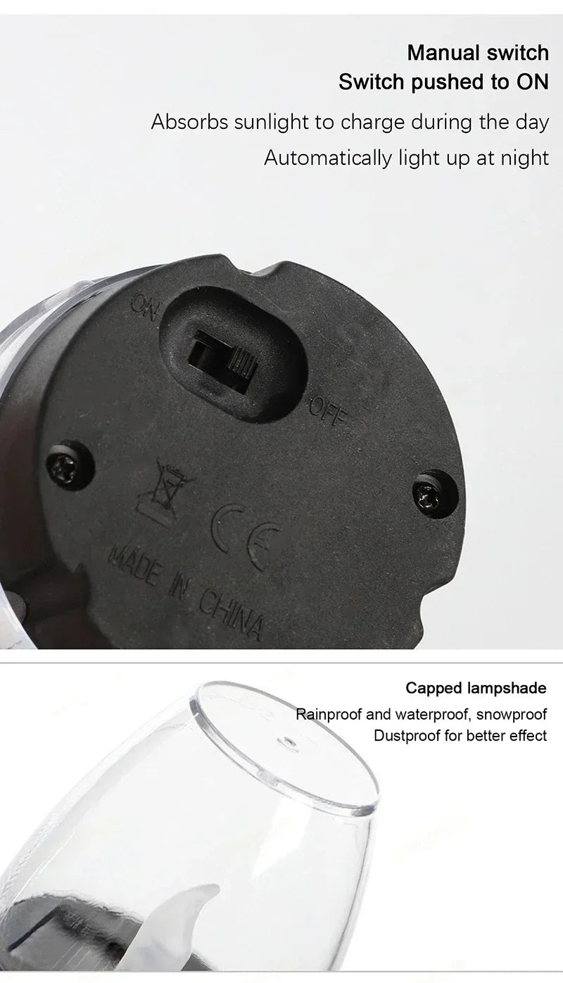 LED Solar Candles Light Flameless Rechargeable Night Light For Wedding Party Garden Decor Outdoor Waterproof Solar Candles Lamp