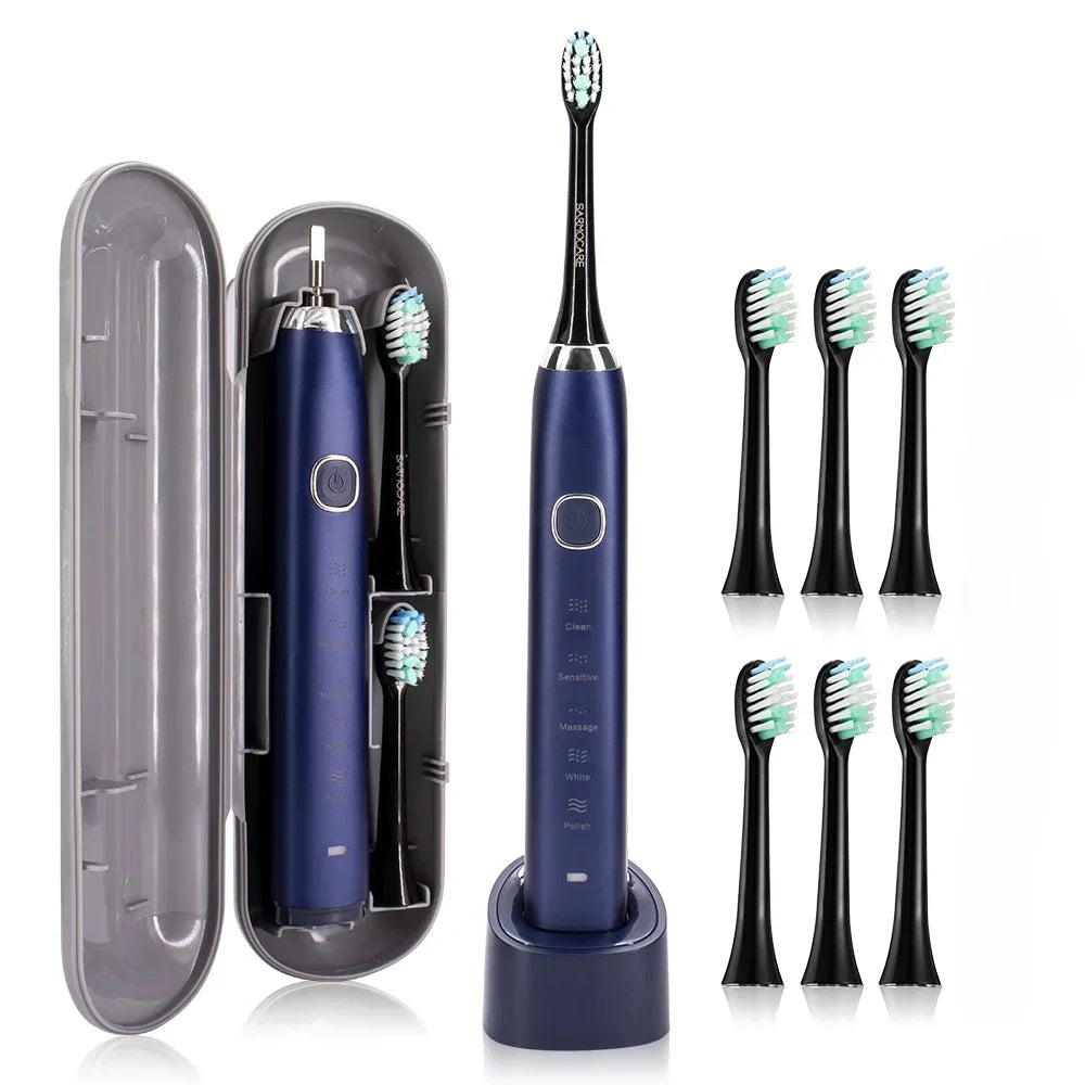 Electric Toothbrush Comes Brush Heads A Rechargeable Portable Electric Whitening Toothbrush with Holder and Travel Case