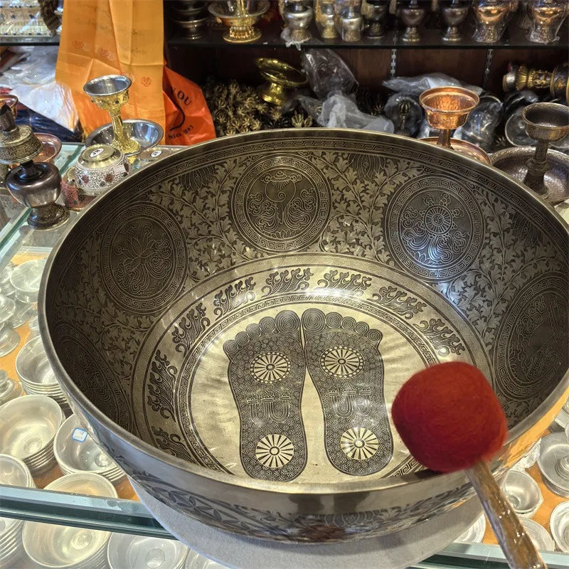 Nepalese Handcrafted Singing Bowls Large Buddha Sound Bowl Ornament Yoga Meditation Sound Therapy Copper Percussion Instruments