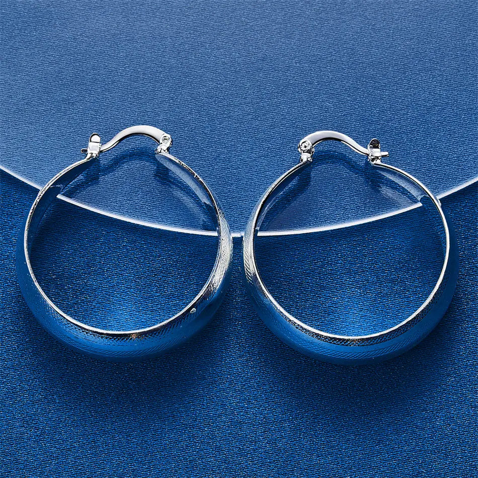 1 pair of 925 sterling silver 25mm exquisite shiny round geometric earrings for women's jewelry, fashionable gifts, charming acc