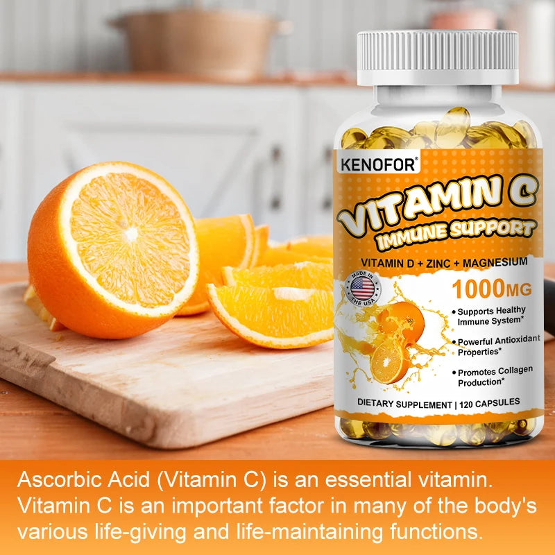 Vitamin C Supplement for Immune Support & Antioxidant Protection, Vegan Friendly, Non-GMO, Gluten Free, 30/60/120 Capsuels