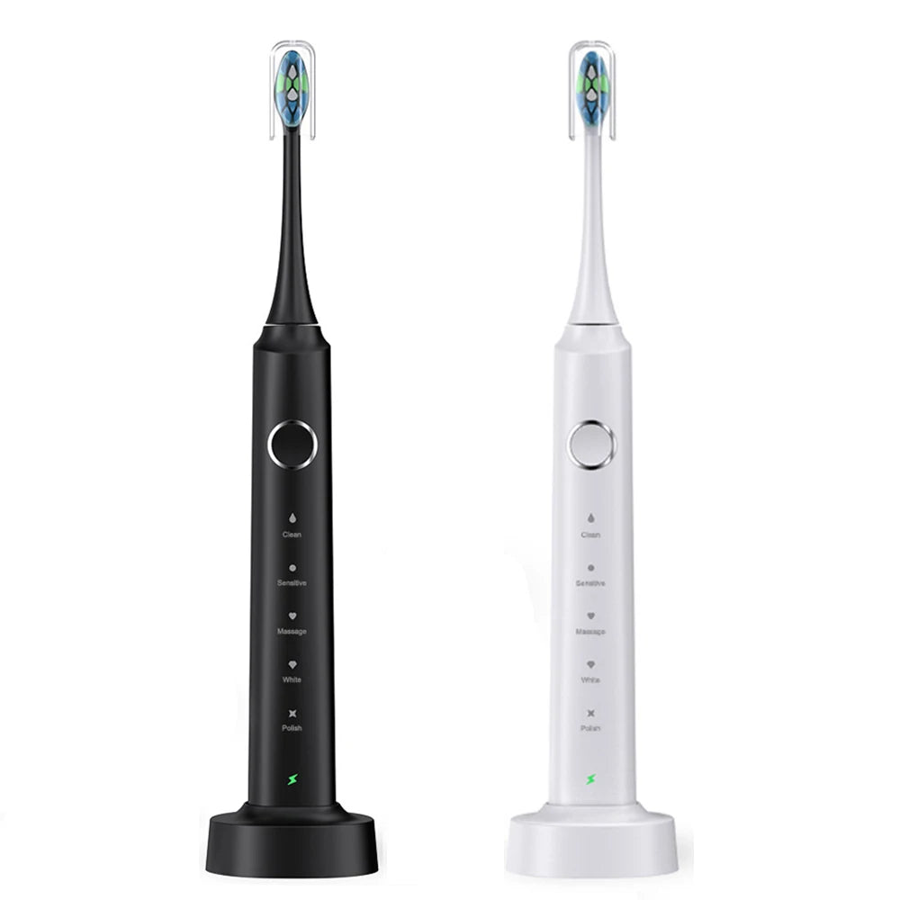 2025 New Electric Toothbrush with 6 Brush Heads and Charging Dock Rechargeable Automatic Ultrasonic IPX7 Waterpoof Toothbrush