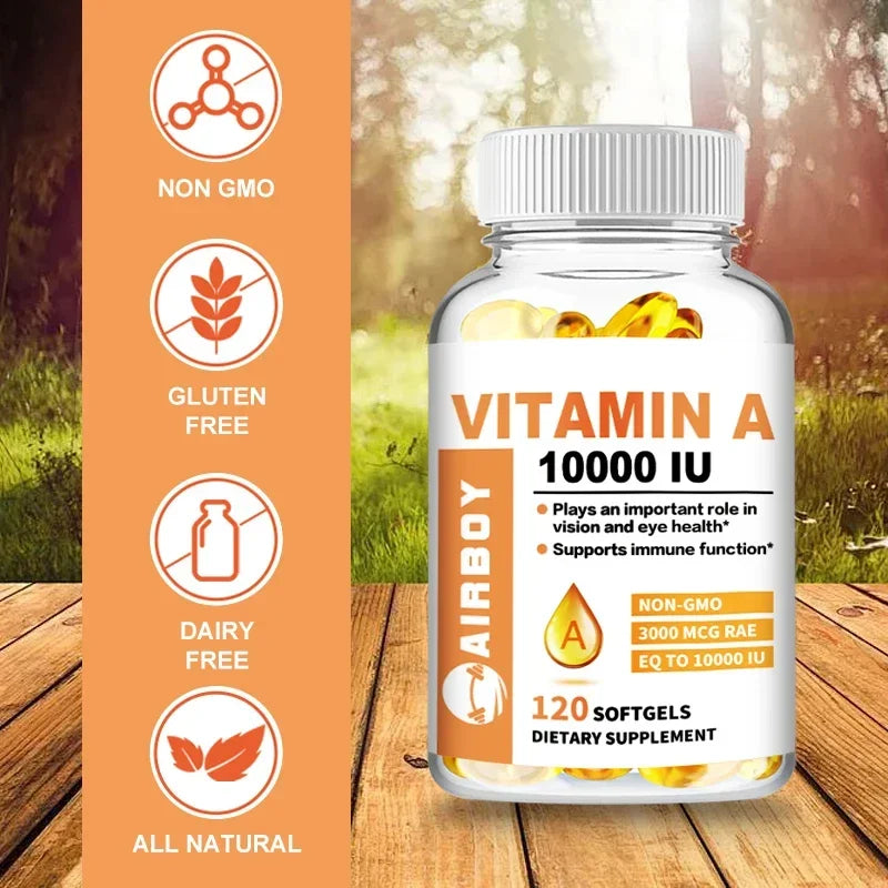 Vitamin A 10000IU - Supports Healthy Vision and Immune System, Skin Health - Non-GMO, Gluten FreeSupplements