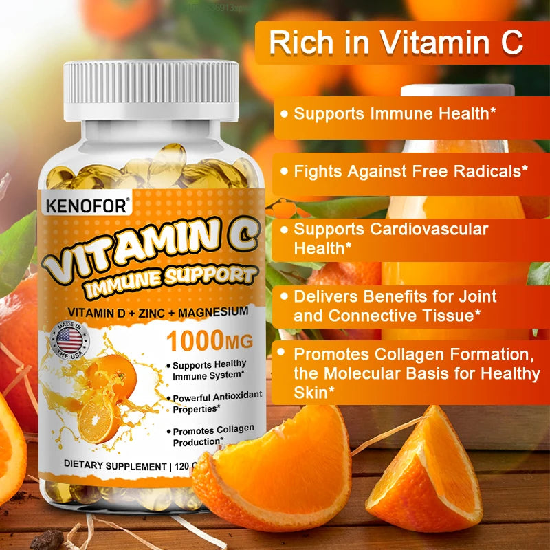 Vitamin C Supplement for Immune Support & Antioxidant Protection, Vegan Friendly, Non-GMO, Gluten Free, 30/60/120 Capsuels