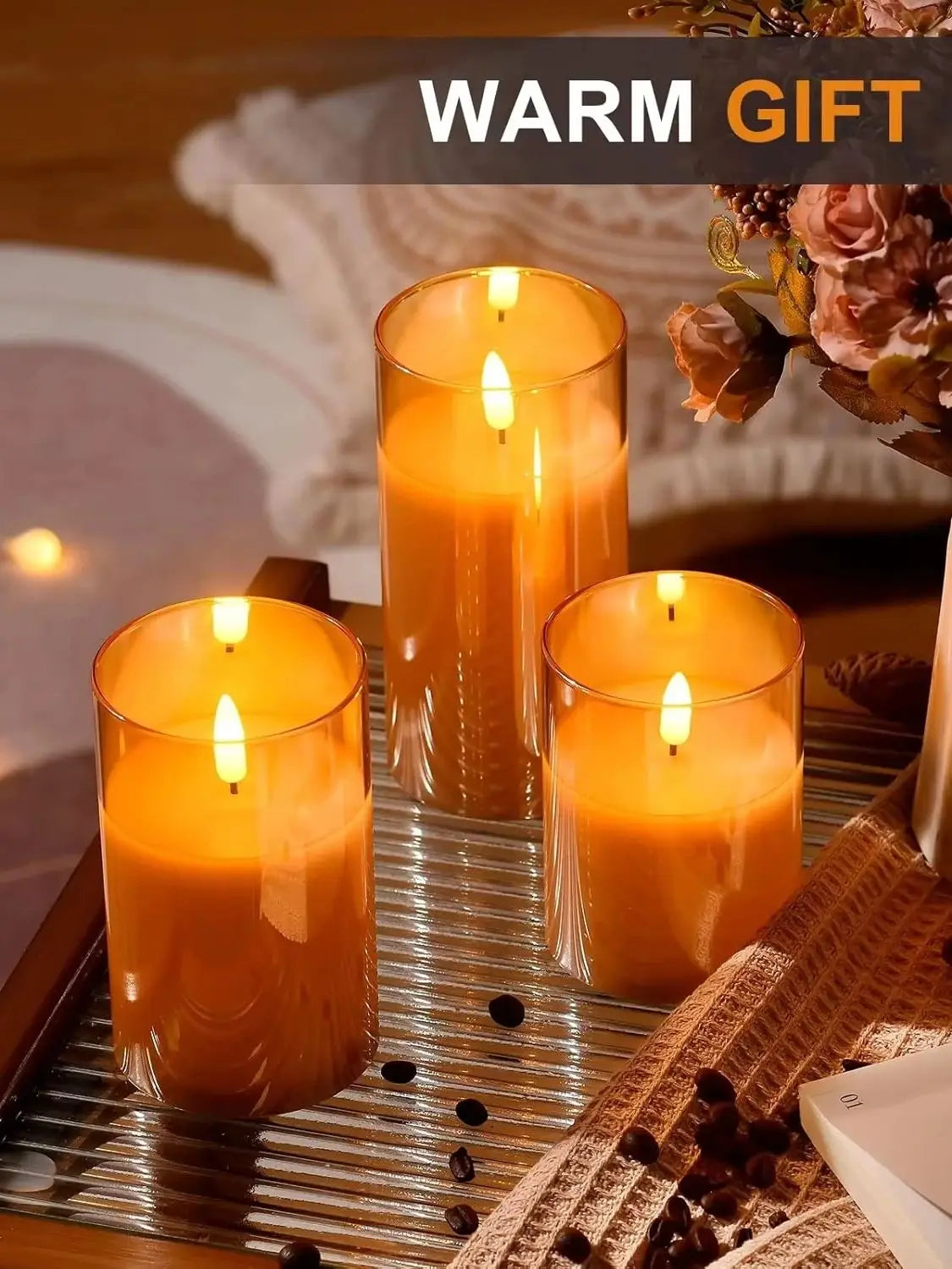 Flameless Candles 3D Wick Electric LED Candle Battery Operated with Remote Control for Party Hotel Wedding Birthday Decoration