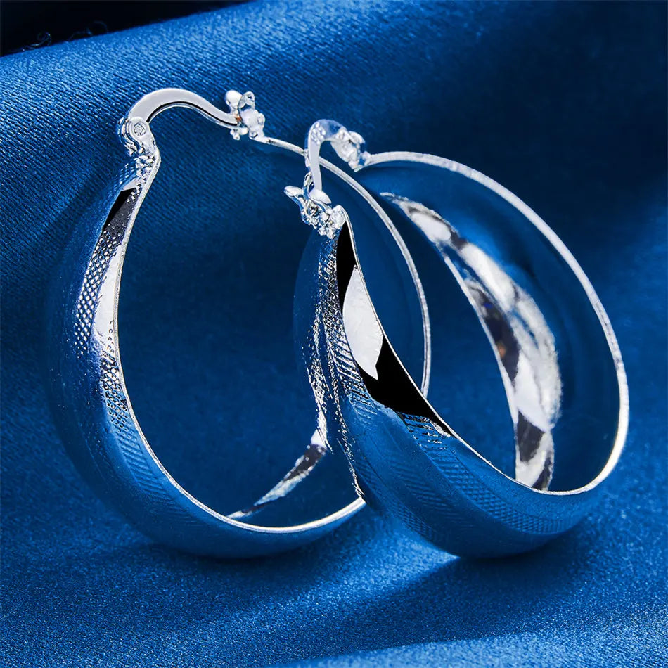 1 pair of 925 sterling silver 25mm exquisite shiny round geometric earrings for women's jewelry, fashionable gifts, charming acc