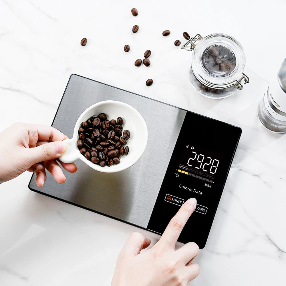 5kg Kitchen Food Scale, Smart Food Calorie Scale Kitchen Cooking Baking Scales, Stainless Steel Nutrition Scale with Free App