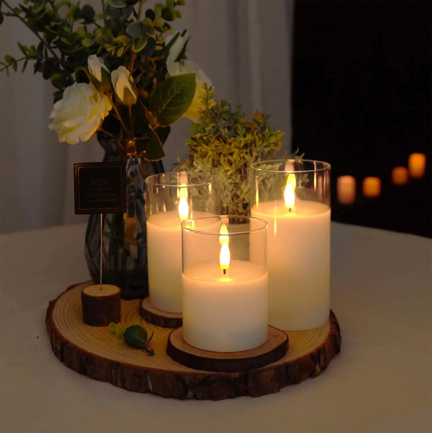 Flameless Candles 3D Wick Electric LED Candle Battery Operated with Remote Control for Party Hotel Wedding Birthday Decoration