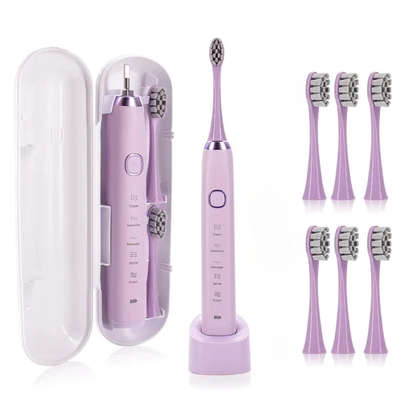 Electric Toothbrush Comes Brush Heads A Rechargeable Portable Electric Whitening Toothbrush with Holder and Travel Case
