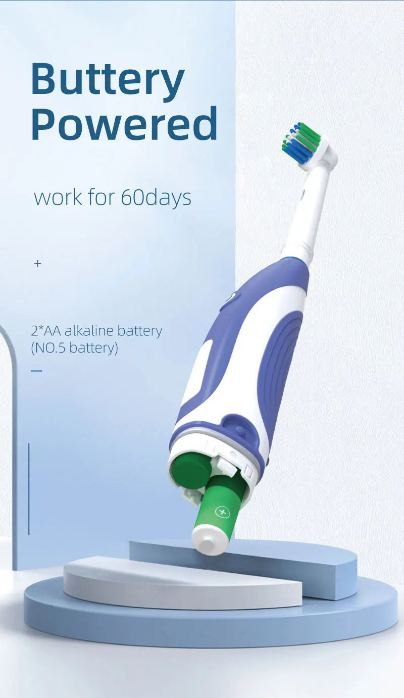 Electric Toothbrush Rounded Vibrate Heads Teeth Brush Soft Bristle Rotation Gum Care Battery Power Teeth Whitening For Adults