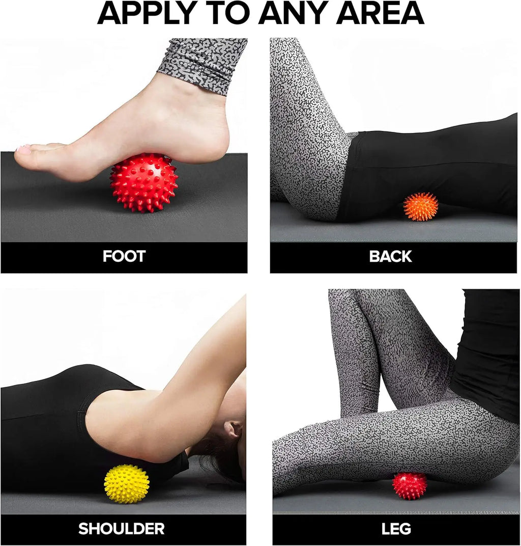 Massage Lacrosse Ball, Spiky Massage Ball, for Deep Tissue, Trigger Point and Myofascial Release, Muscle Knots, and Yoga Therapy