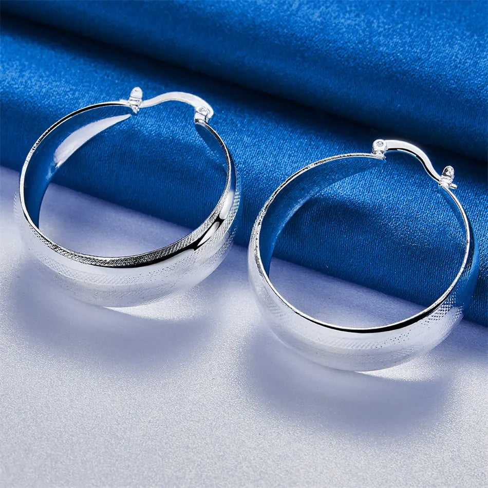 1 pair of 925 sterling silver 25mm exquisite shiny round geometric earrings for women's jewelry, fashionable gifts, charming acc