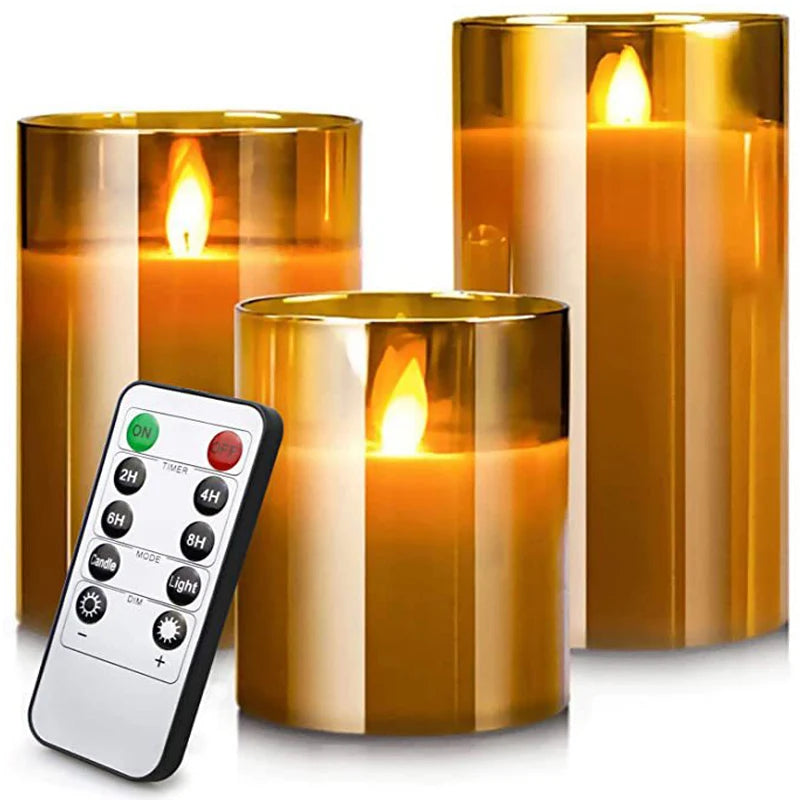 Flameless Candles 3D Wick Electric LED Candle Battery Operated with Remote Control for Party Hotel Wedding Birthday Decoration