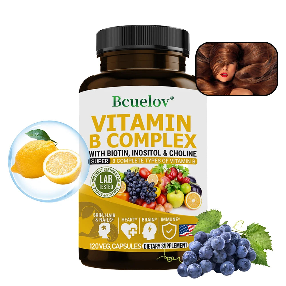 Vitamin B Complex - Boosts Immunity, Promotes Energy Metabolism, Supports Nervous System Health, Non-GMO, 120 Capsules