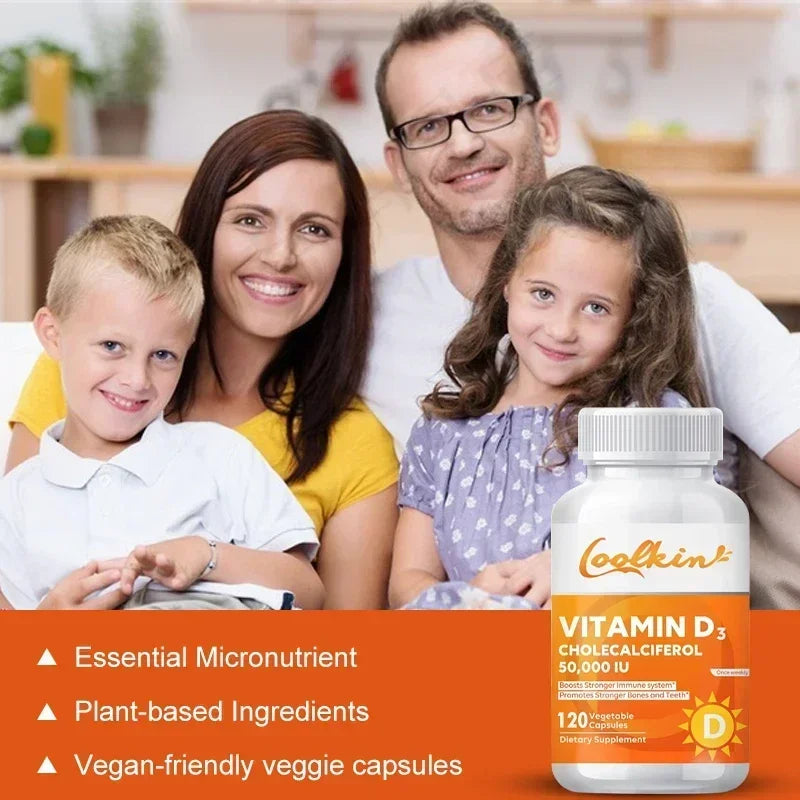 Vitamin D3 50000IU - Promotes Healthy Muscle Health, Strong Bones and Nervous System Health, Immune Support