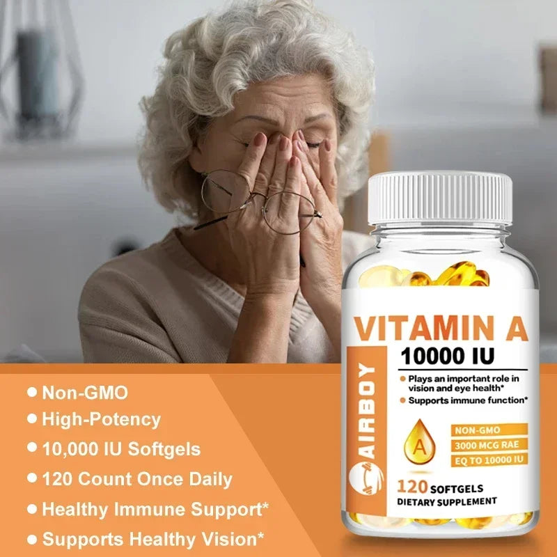 Vitamin A 10000IU - Supports Healthy Vision and Immune System, Skin Health - Non-GMO, Gluten FreeSupplements