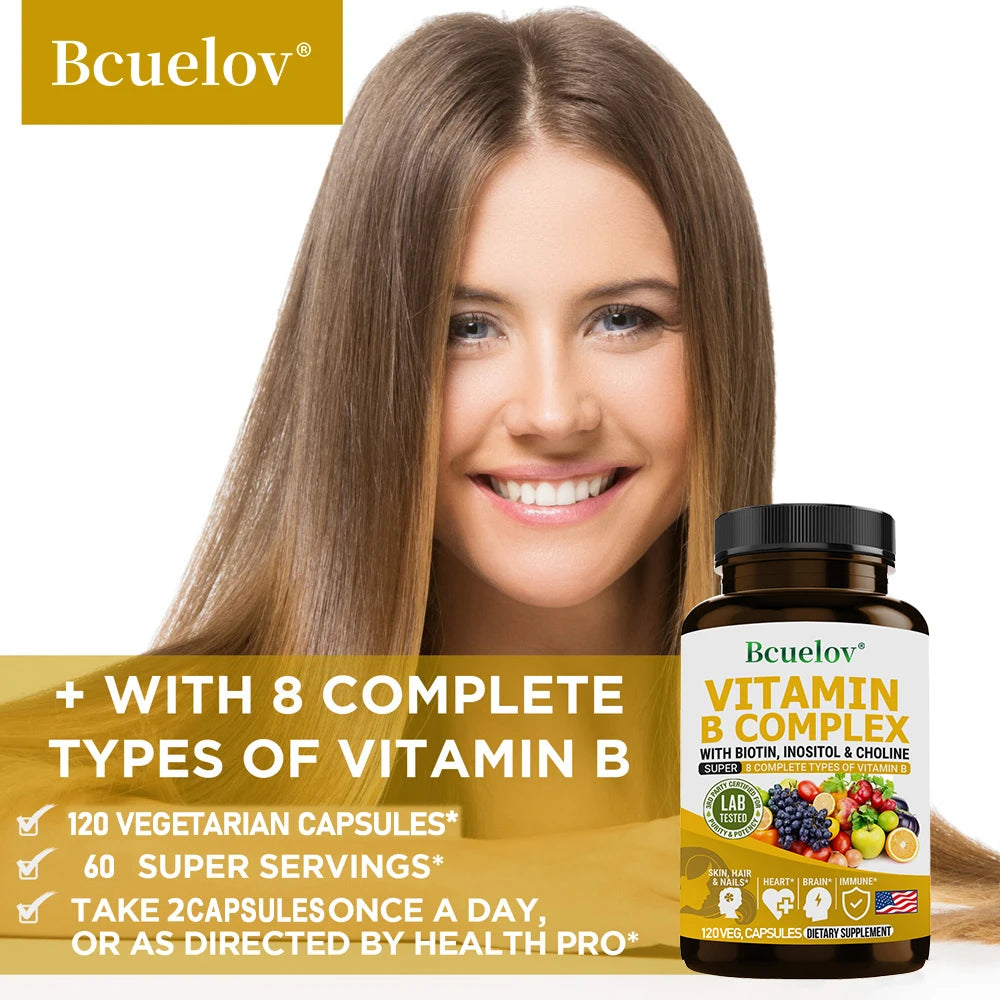 Vitamin B Complex - Boosts Immunity, Promotes Energy Metabolism, Supports Nervous System Health, Non-GMO, 120 Capsules