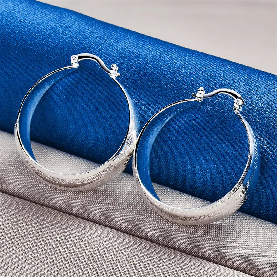 1 pair of 925 sterling silver 25mm exquisite shiny round geometric earrings for women's jewelry, fashionable gifts, charming acc