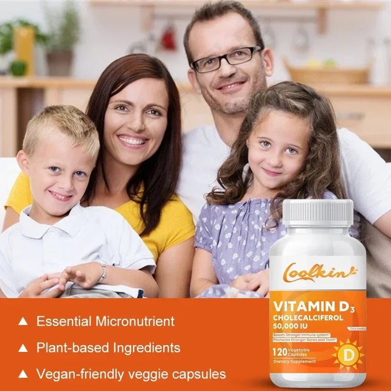 Vitamin D3 50000IU - Promotes Healthy Muscle Health, Strong Bones and Nervous System Health, Immune Support