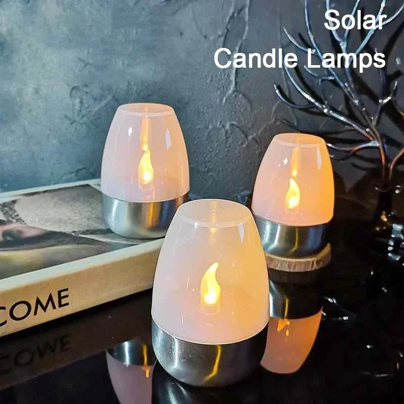LED Solar Candles Light Flameless Rechargeable Night Light For Wedding Party Garden Decor Outdoor Waterproof Solar Candles Lamp