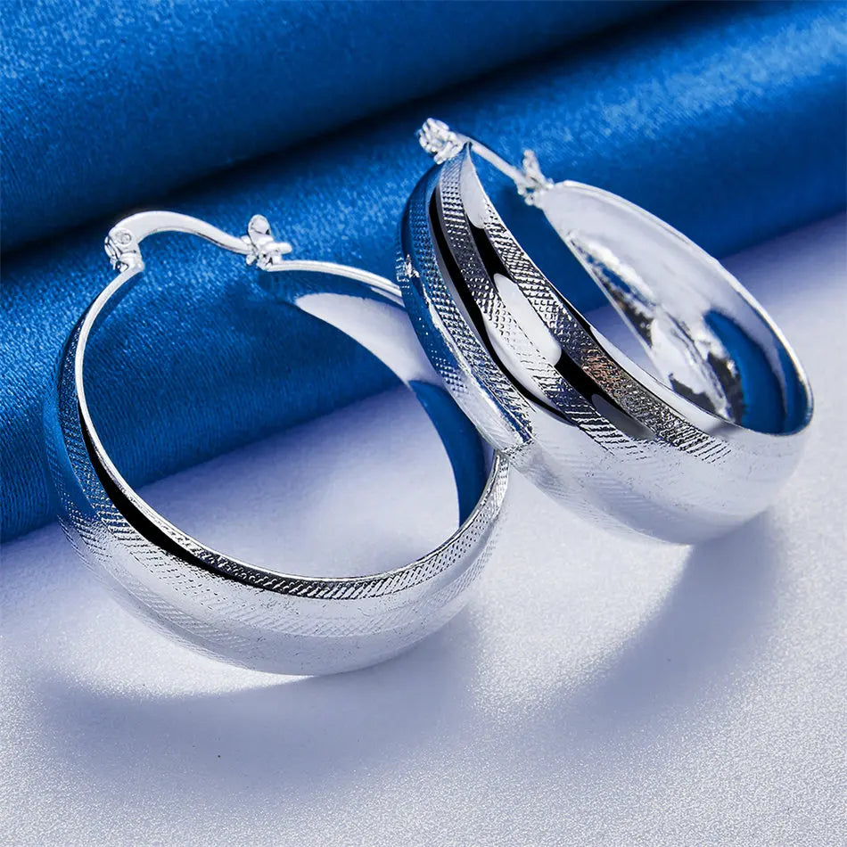 1 pair of 925 sterling silver 25mm exquisite shiny round geometric earrings for women's jewelry, fashionable gifts, charming acc