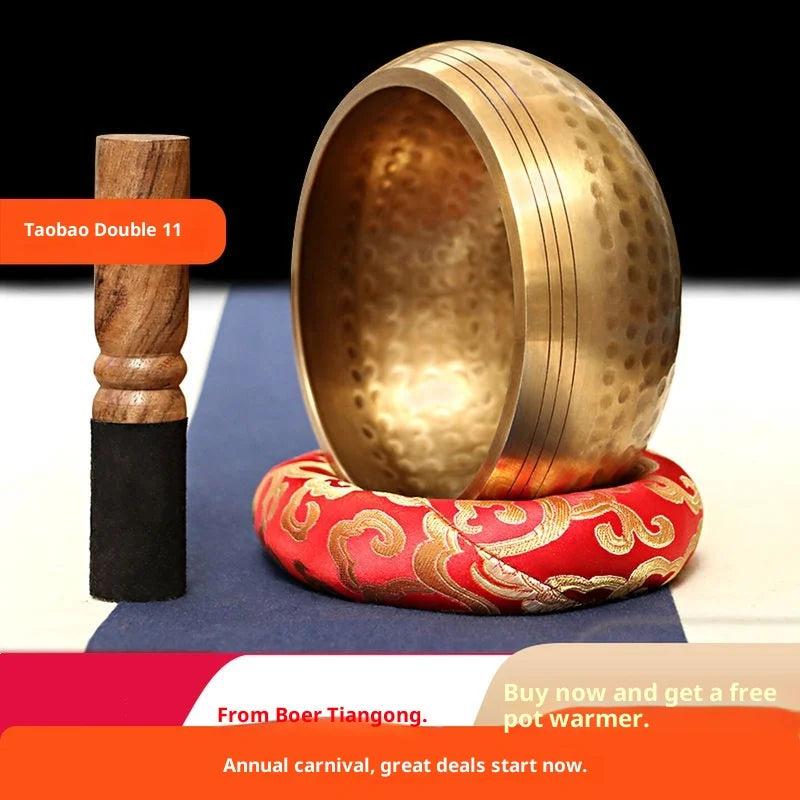 Singing Bowl Nepalese Handmade Brahma Wood Fruit Buddha Sound Bowl Yoga Meditation Sanskrit Sound Bowl Healing Bowl Copper