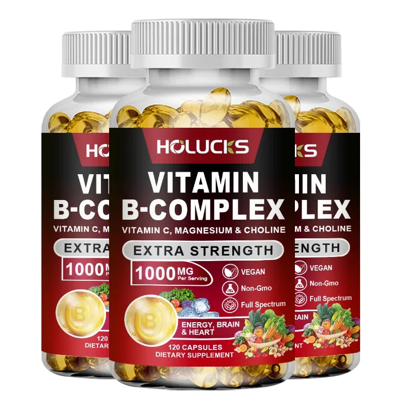 Vitamin B Complex Supplement - (B1, B2, B3, B5, B6, B7, B8, B9, B12 Folic Acid&Biotin) with Vitamin C, Inositol - Energy Healthy
