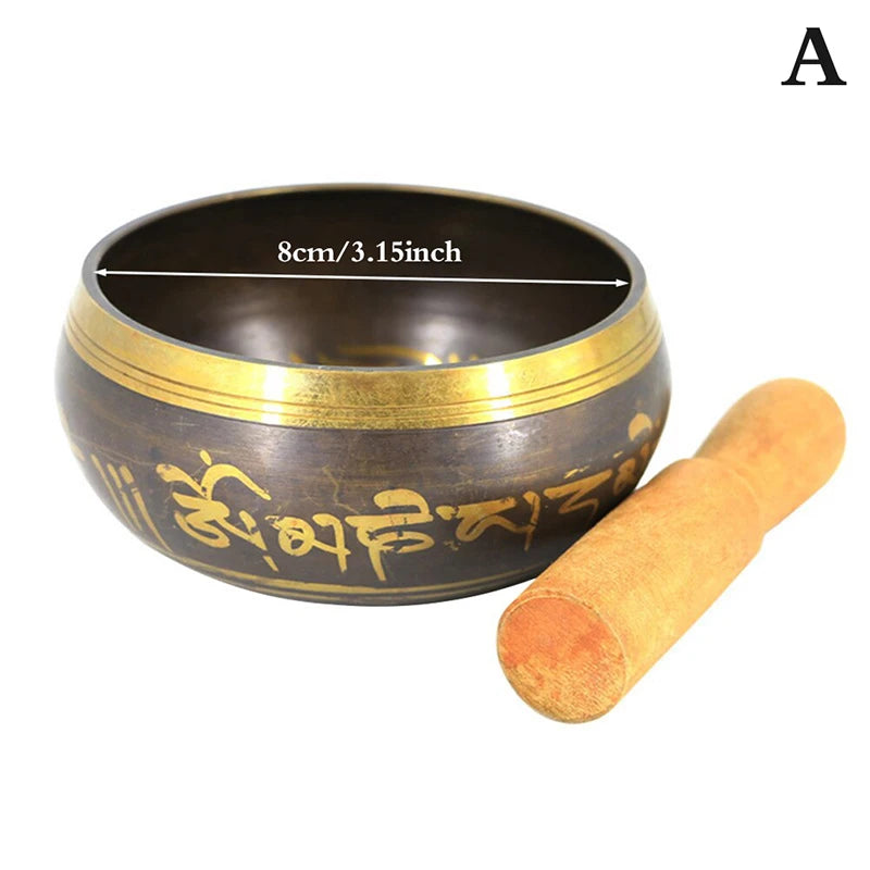 Buddha Sound Bowl Tibetan Bell Yoga Meditation Bowl Metal Singing Bowl Striker Chanting Bowl Brass Chime Handicraft Music