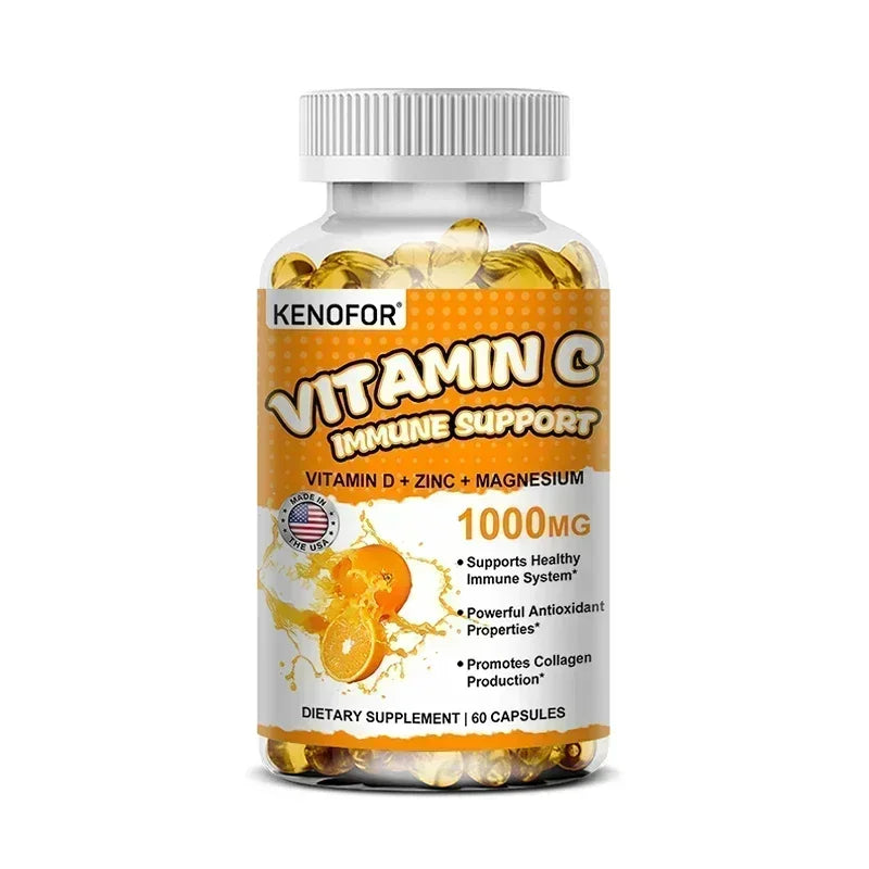 Vitamin C Supplement for Immune Support & Antioxidant Protection, Vegan Friendly, Non-GMO, Gluten Free, 30/60/120 Capsuels