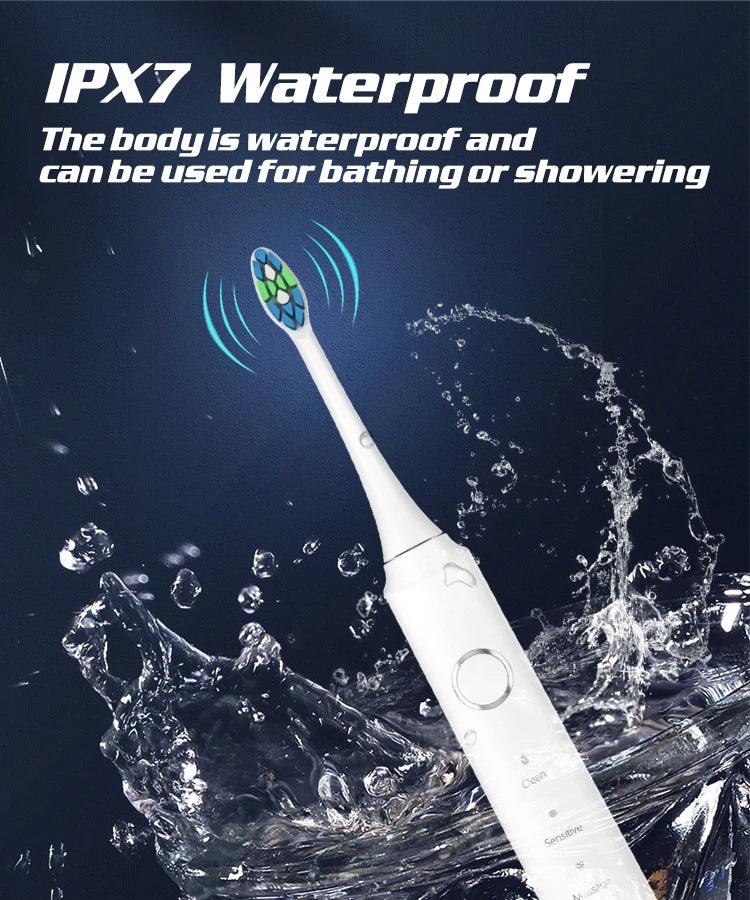 2025 New Electric Toothbrush with 6 Brush Heads and Charging Dock Rechargeable Automatic Ultrasonic IPX7 Waterpoof Toothbrush