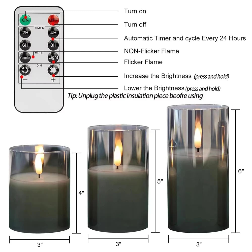 Flameless Candles 3D Wick Electric LED Candle Battery Operated with Remote Control for Party Hotel Wedding Birthday Decoration