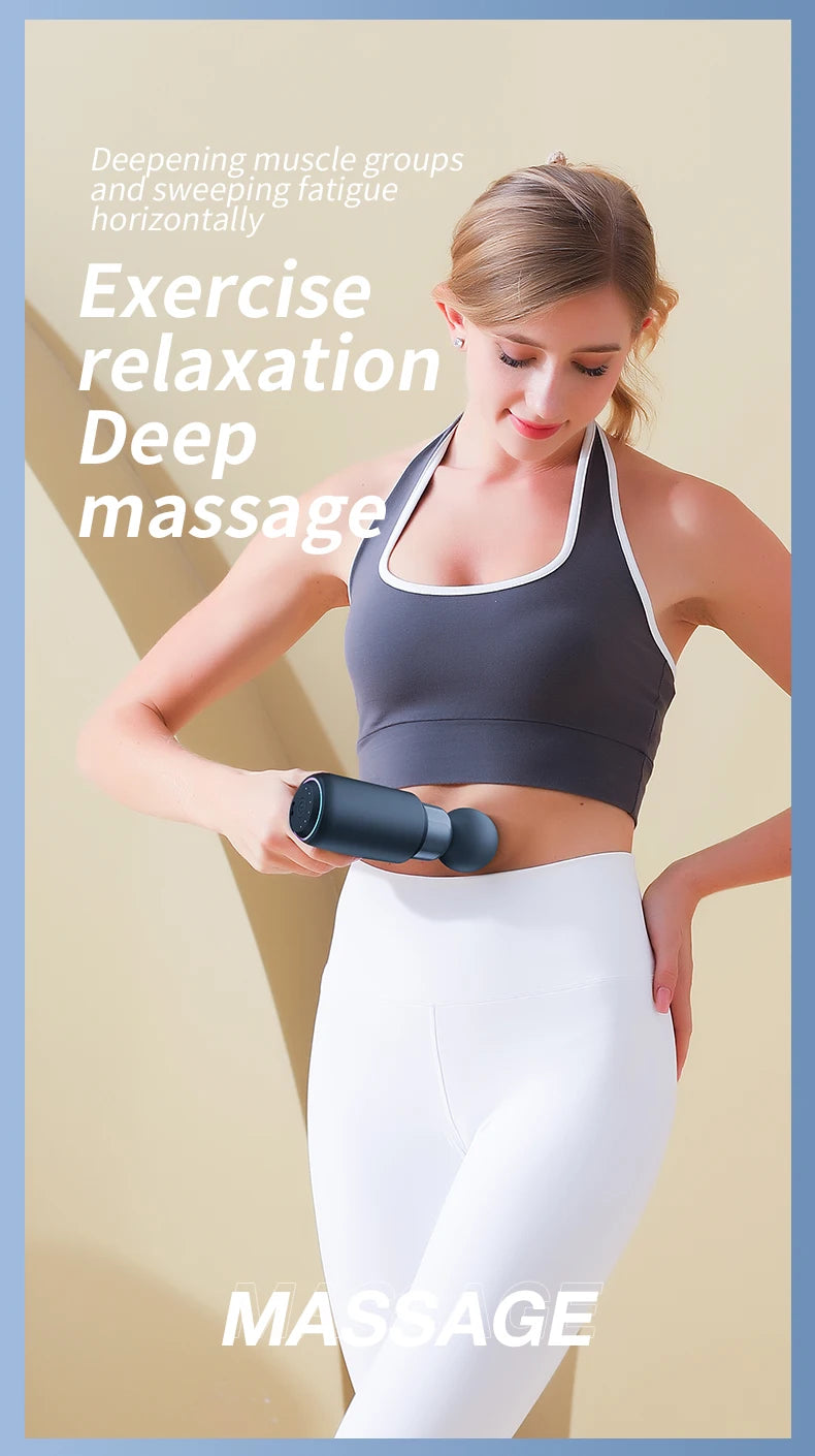 MUKASI Massage Gun with Detachable Extended Handle, Deep Tissue Muscle Massager, Cool Breathing Light, for Muscle Pain Relief