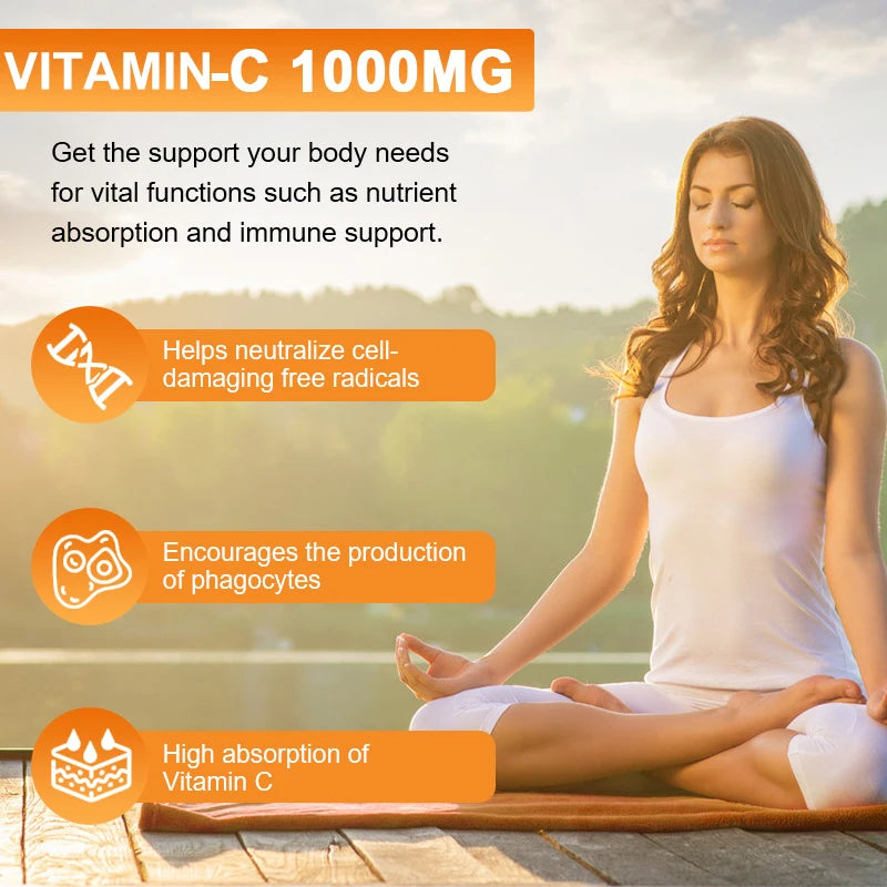 Vitamin C Supplement for Immune Support & Antioxidant Protection, Vegan Friendly, Non-GMO, Gluten Free, 30/60/120 Capsuels