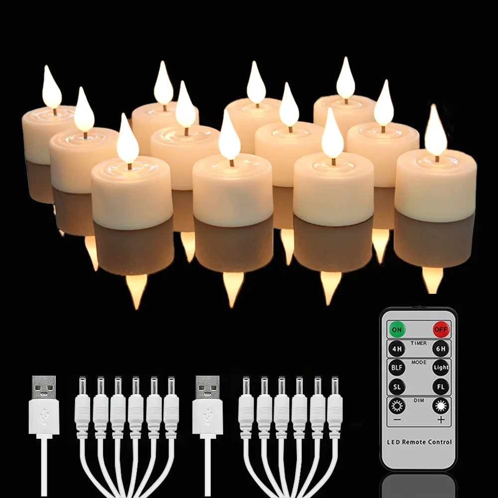 Flameless Flickering LED Candles Light Flameless Candles Rechargeable Candles for Wedding Decor Birthday Party Supplies Warm