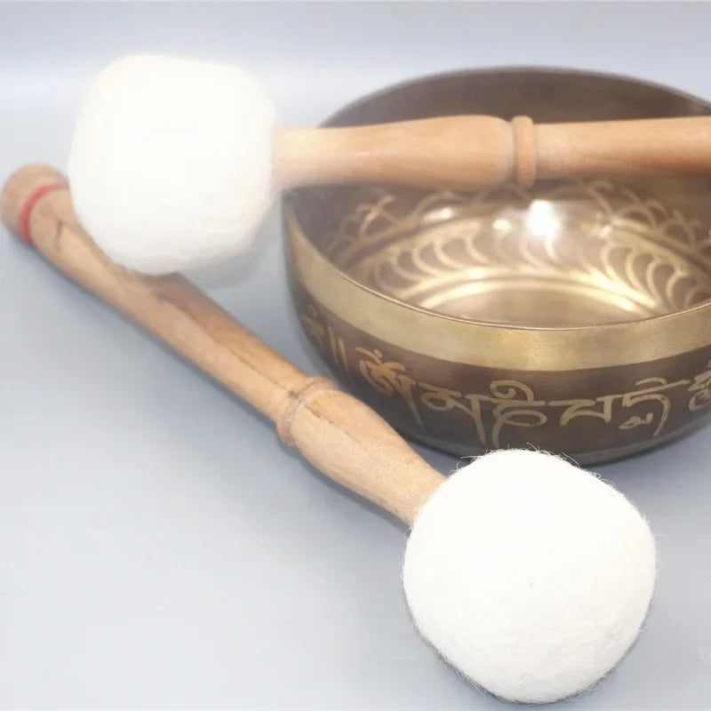 Wool Felt Singing Bowl Sticks Nepalese Handmade Sound Bowl Hammer Professional Percussion Sound Therapy Bowls Accessories